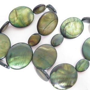 Bold Long Green Mother of Pearl Beaded Bracelets